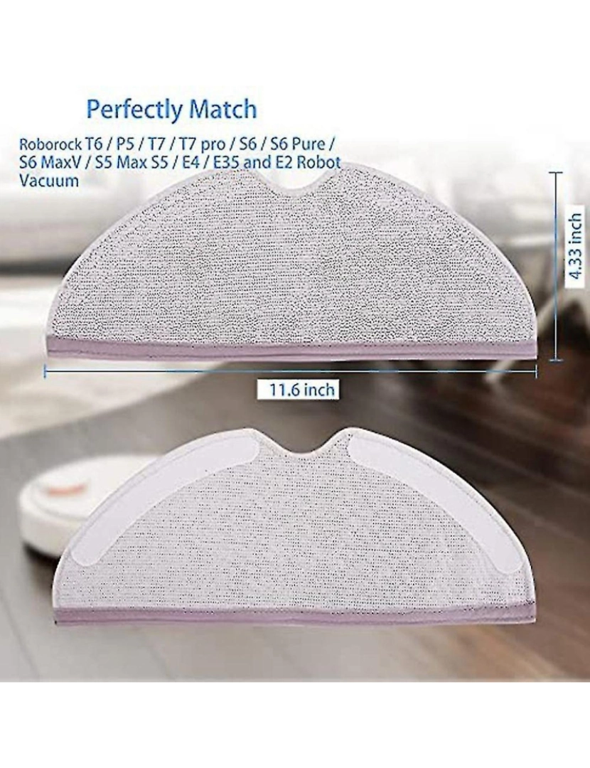 imagem de Pano de Microfibra de 4 pacote para Roborock S6 S6 Pure S6 Maxv S5 Max4