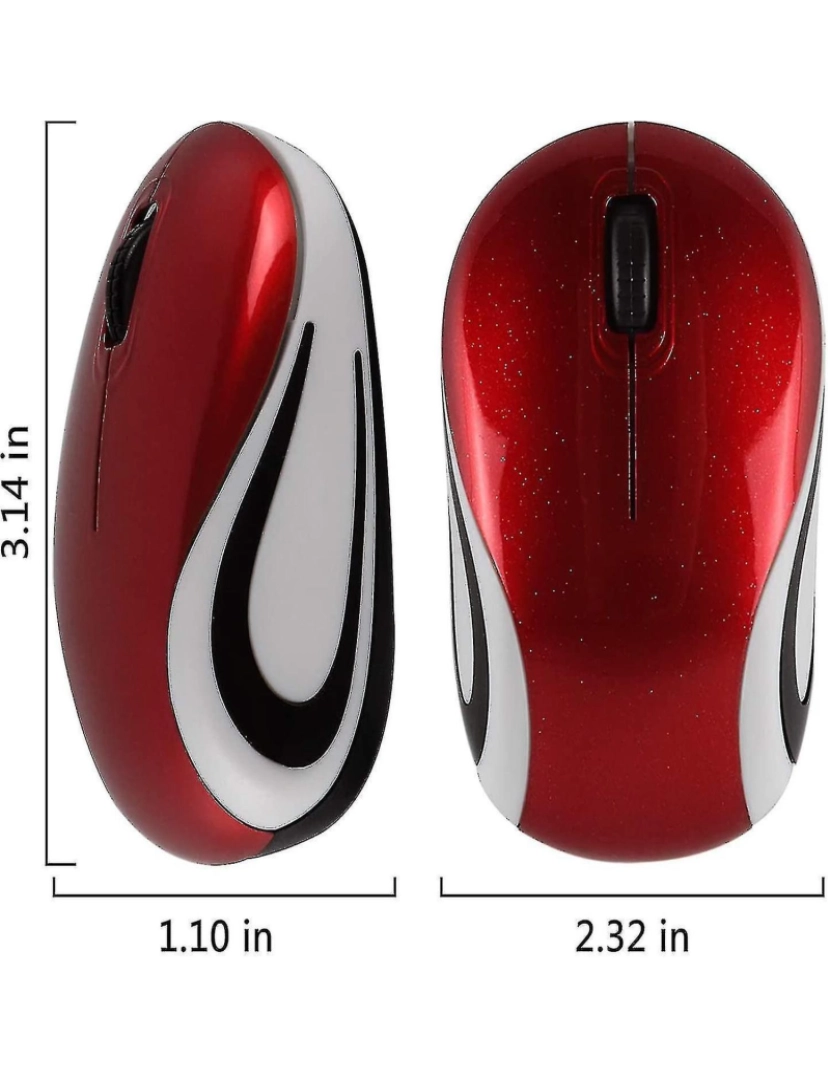 imagem de Mini pequeno mouse sem fio para viagem Mini mouse portátil sem fio com receptor USB para laptop para PC (vermelho)2