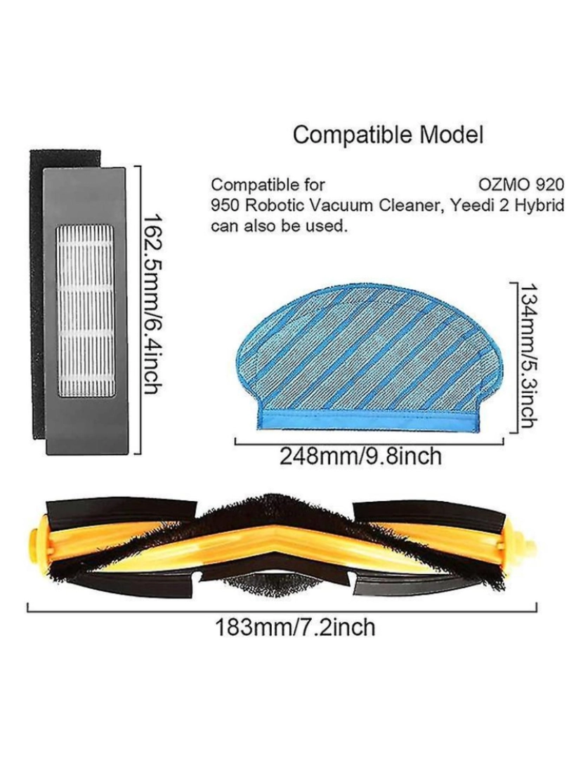 imagem de Peças de reposição Brush Brush Bushes Filtros HEPA para Deebot Ozmo 920 950 Vacuum ACC ACC4
