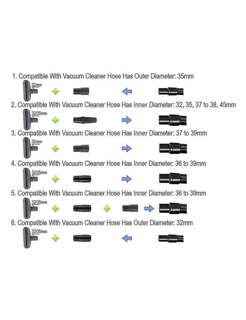 imagem de Kit de adaptador de mangueira de vácuo universal de 1 1/2 polegada a 1 1/4 de polegada de 1 3/8 de polegada a 1 1/4 polegada de poeira4