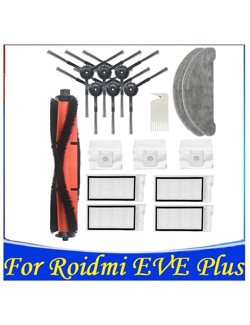 imagem de Kit de acessórios de substituição de 17pcs para Eve Plus Robot Vacuum Princulação lateral principal Filtro HEPA Clop ploth D2