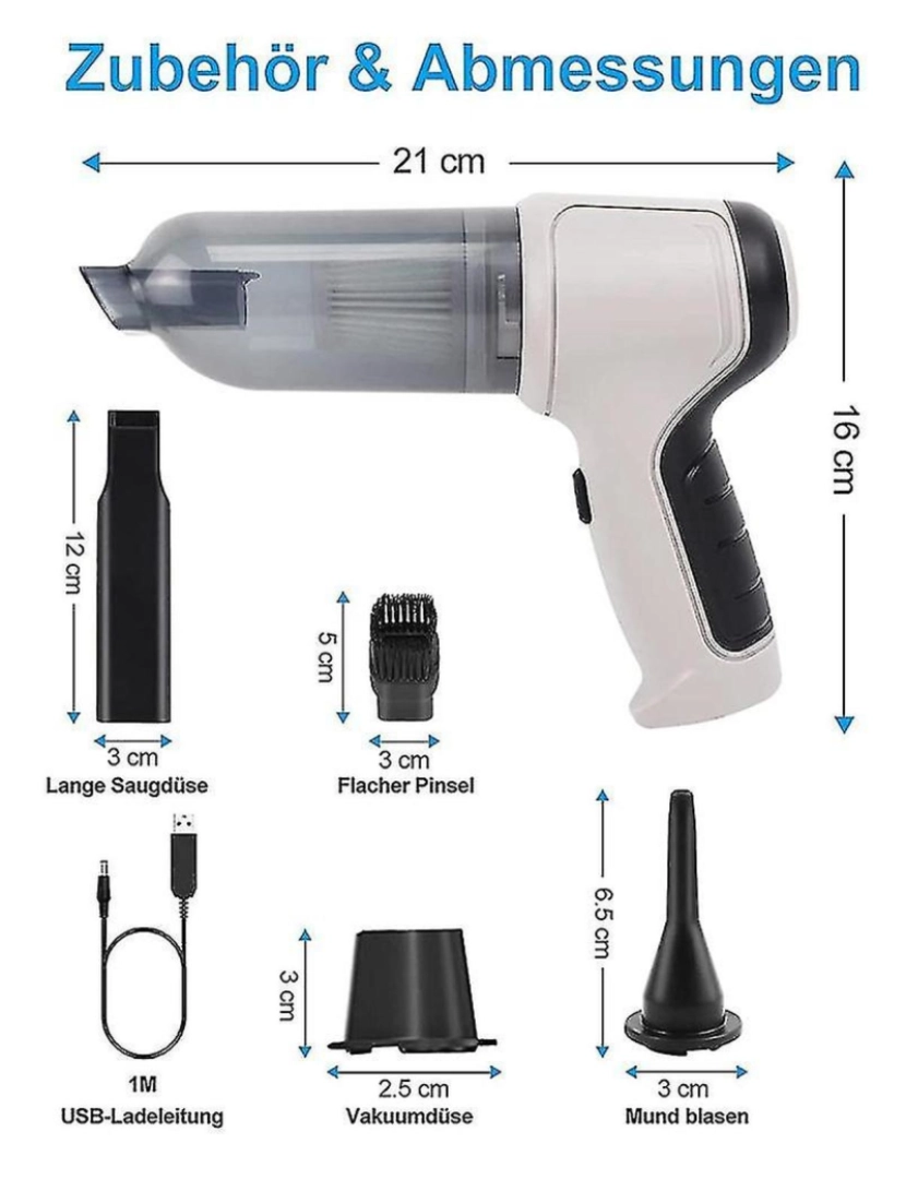 imagem de 4in1 120W sem fio ventilador de ar por portátil portátil mini 9000pa Wireless CARRAUM2