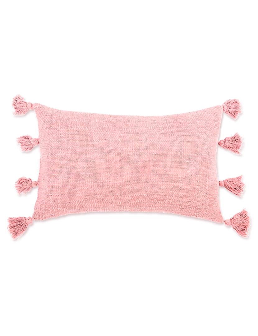 Mevak Living - Capa de almofada de algodão com pompons modelo Joy 30x50cm Rosa