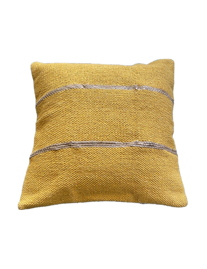 imagem de Housse de coussin en coton et jute Tasunka 45x45 Moutarde2