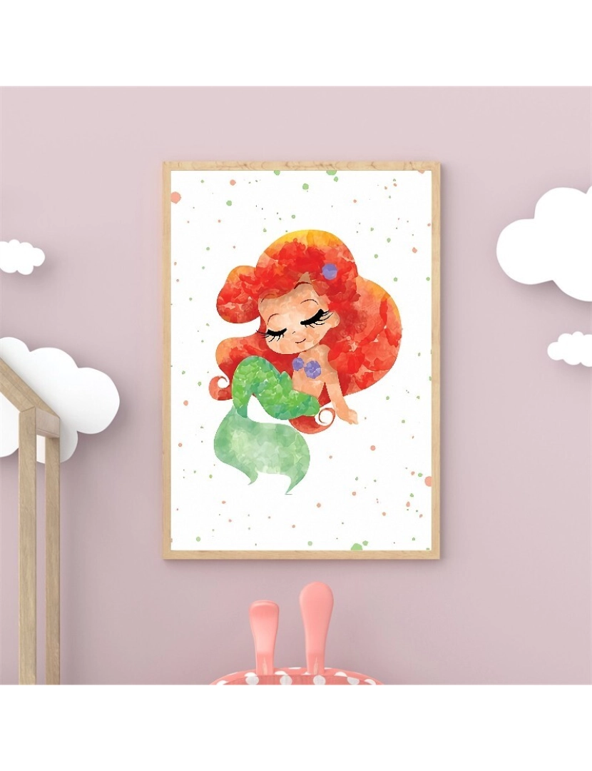 Ma Little Canv - Pôster Ariel 30x40cm - Princesa Criança Menina - Decoração de Pôster