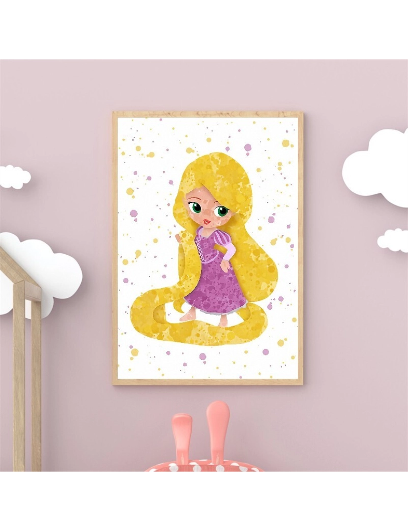 Ma Little Canv - Pôster Rapunzel 30x40cm - Princesa Criança Menina - Decoração de Pôster