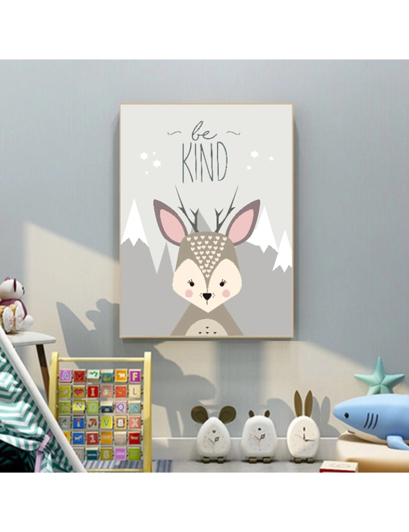 Ma Little Canv - Pôster Cervo Be Kind - 30x40cm - Criança Bebê - Decoração de Pôster