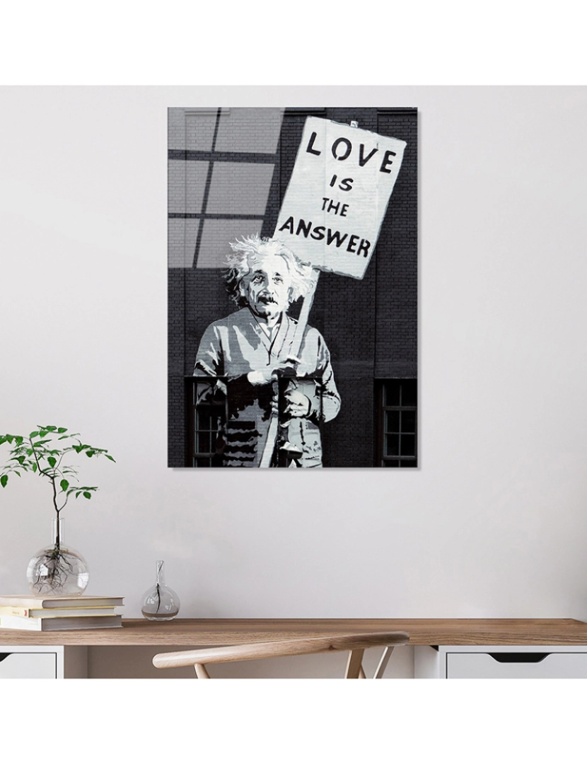 ASR - Tela Vidro Temperado Bansky - Einstein Love is Response