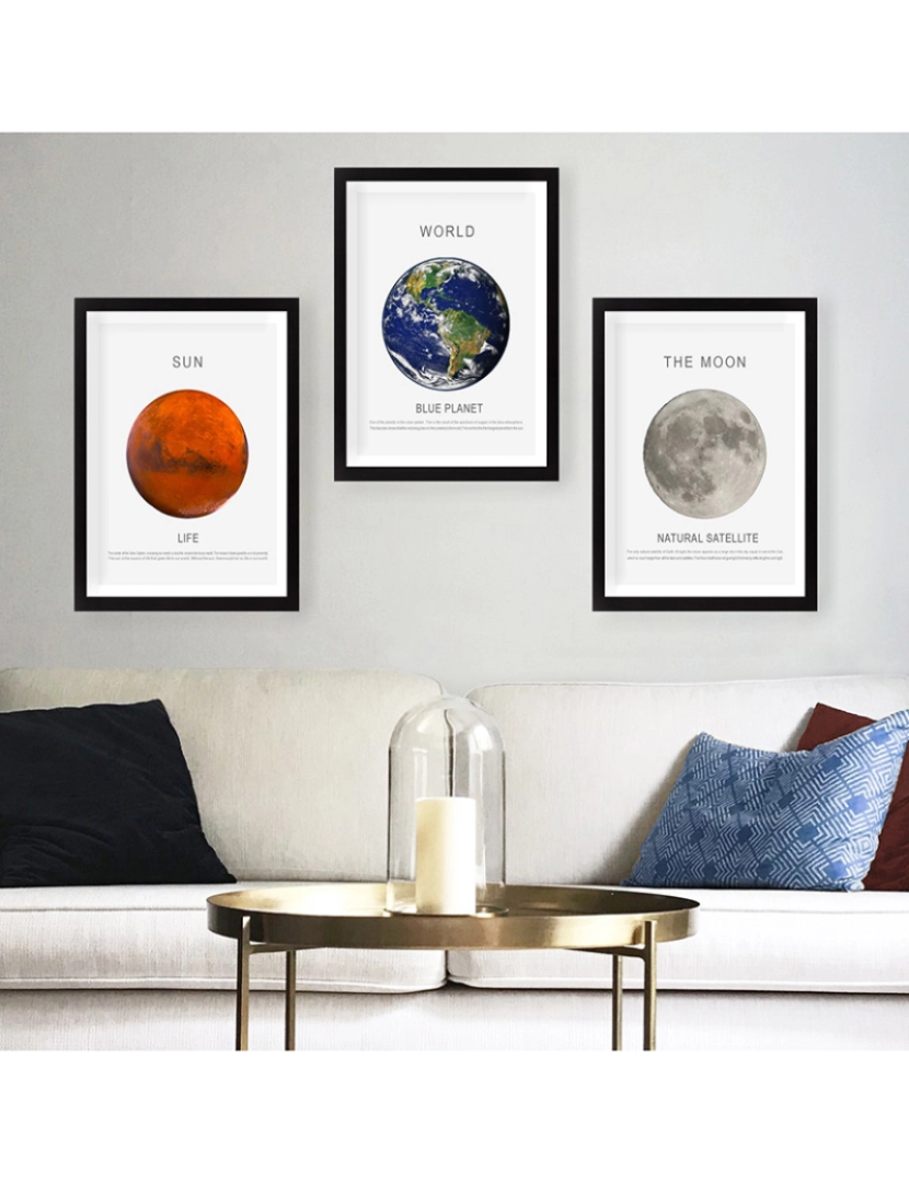 ASR - Conjunto 3 Quadros Sun, Earth & Moon