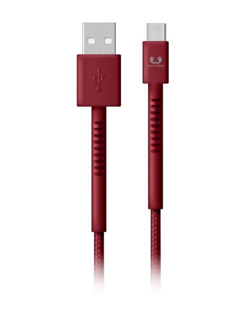 Fresh 'n Rebel - Cabo USB-C - A Kabel Fabriq, 1,5 m, Ruby Red