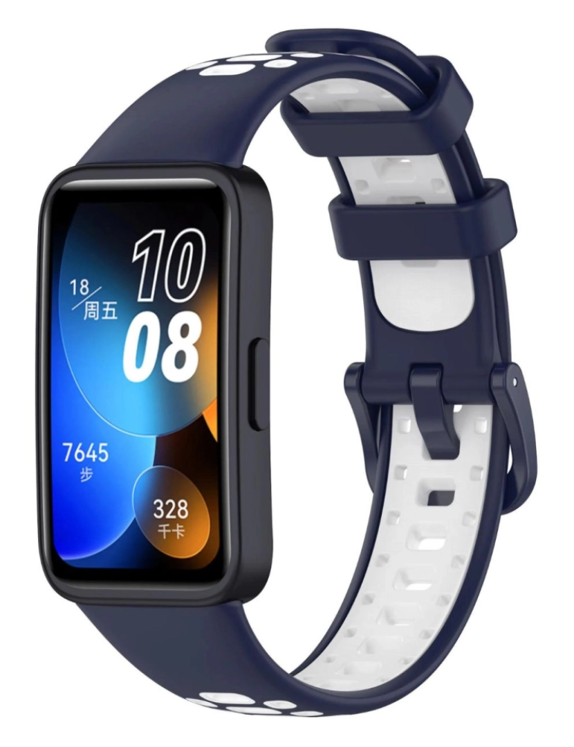 Antiimpacto! - Bracelete em silicone desportivo respirável para Huawei Band 8 Azul escuro e Branco