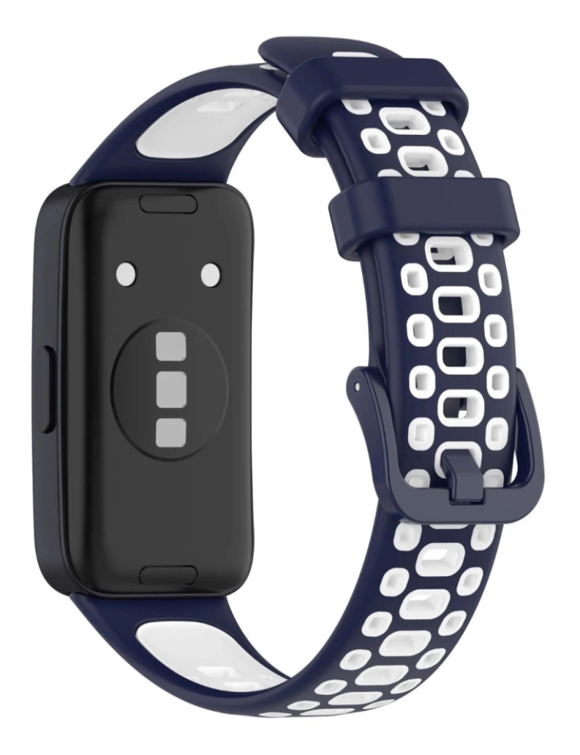 imagem de Bracelete em silicone desportivo respirável para Huawei Band 8 Azul escuro e Branco2