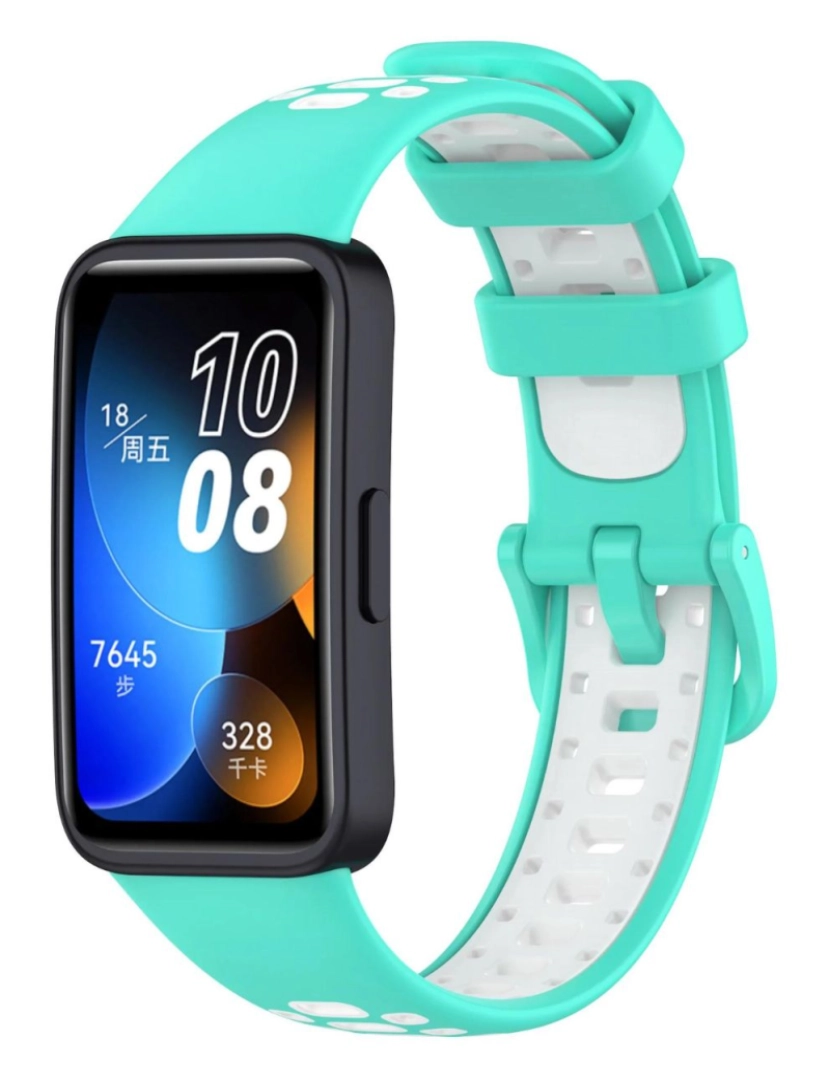 Antiimpacto! - Bracelete em silicone desportivo respirável para Huawei Band 8 Ciano e Branco