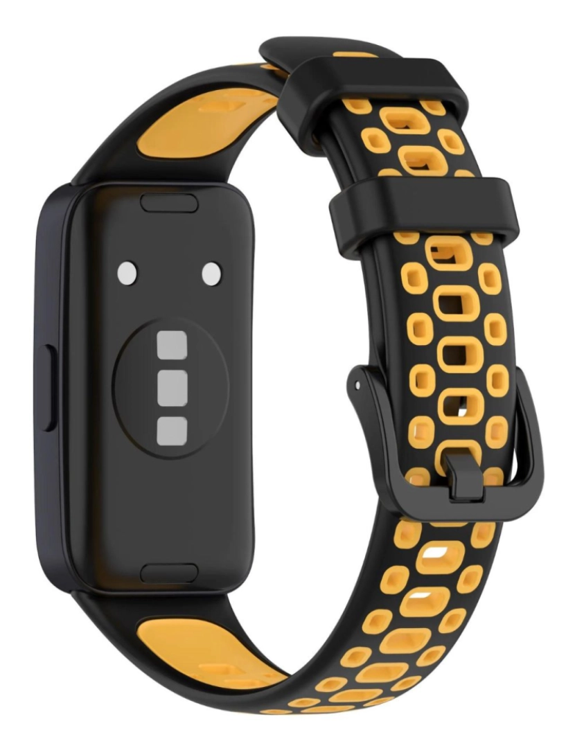 imagem de Bracelete em silicone desportivo respirável para Huawei Band 8 Preto e Amarelo2