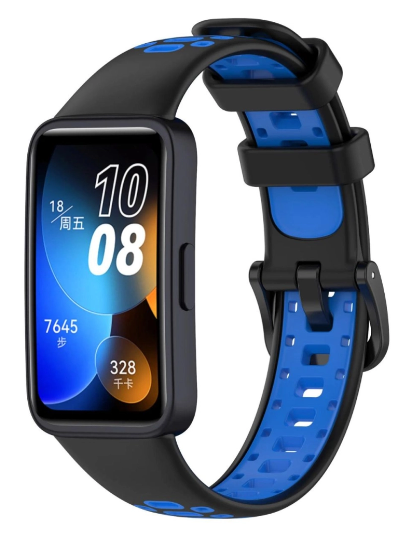 Antiimpacto! - Bracelete em silicone desportivo respirável para Huawei Band 8 Preto e Azul