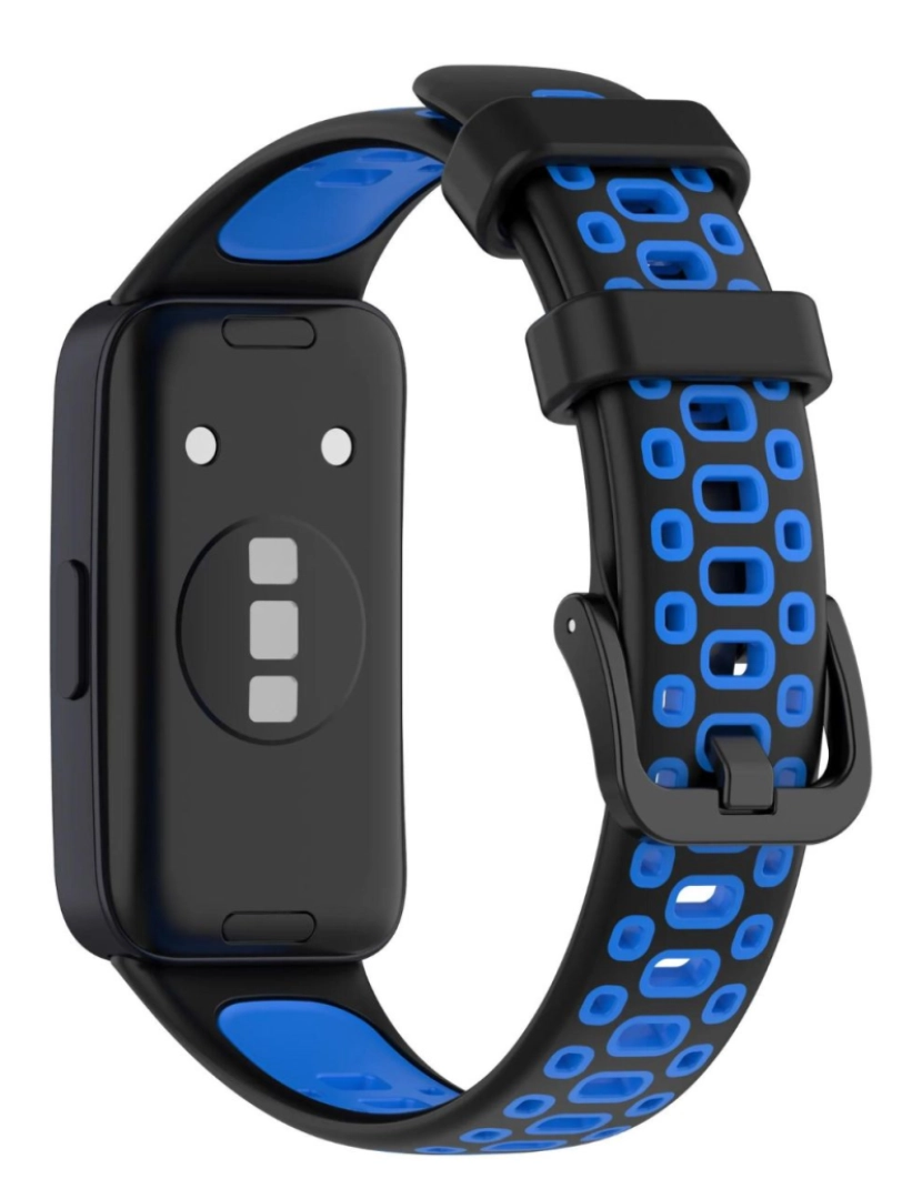 imagem de Bracelete em silicone desportivo respirável para Huawei Band 8 Preto e Azul2