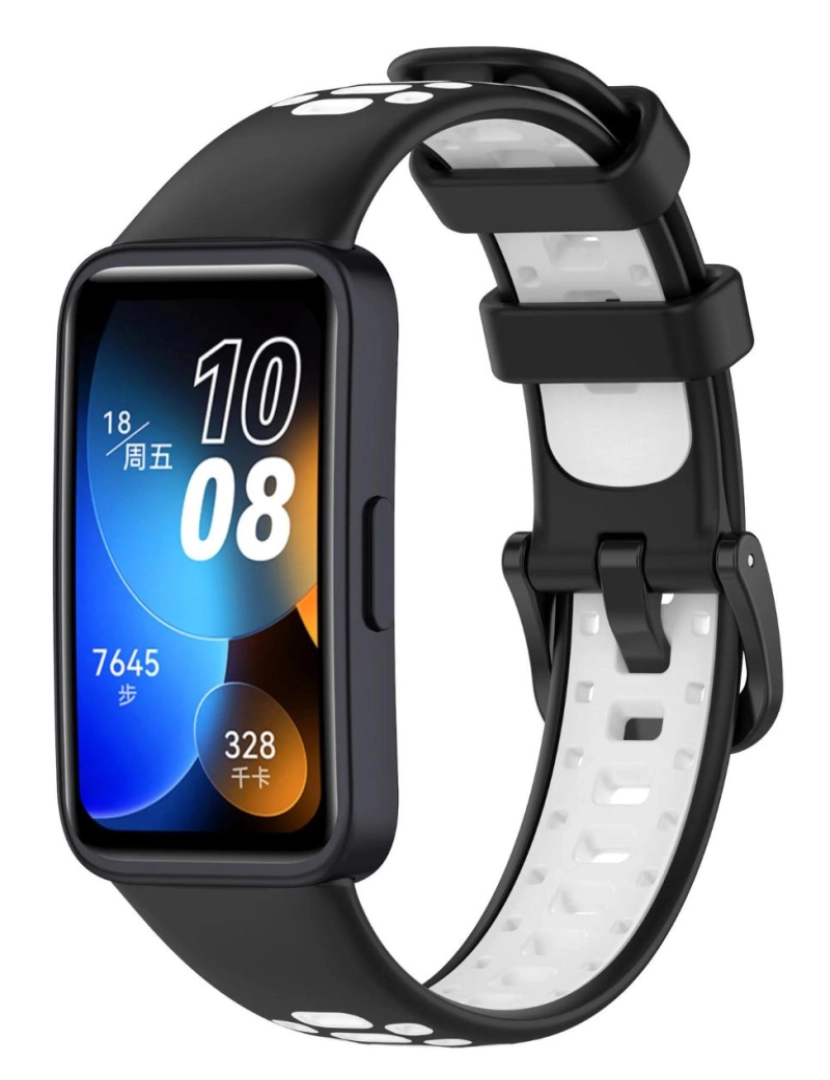 Antiimpacto! - Bracelete em silicone desportivo respirável para Huawei Band 8 Preto e Branco