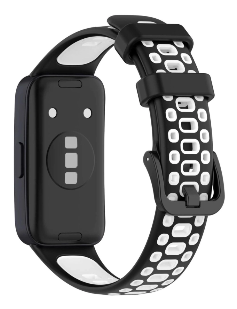 imagem de Bracelete em silicone desportivo respirável para Huawei Band 8 Preto e Branco2