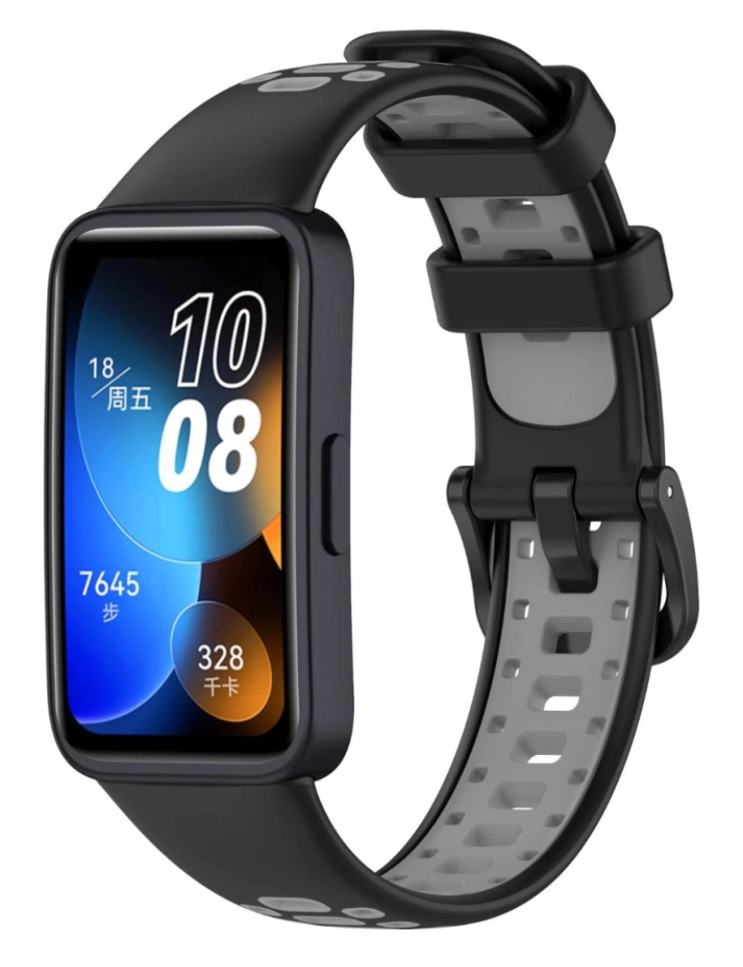 Antiimpacto! - Bracelete em silicone desportivo respirável para Huawei Band 8 Preto e Cinzento