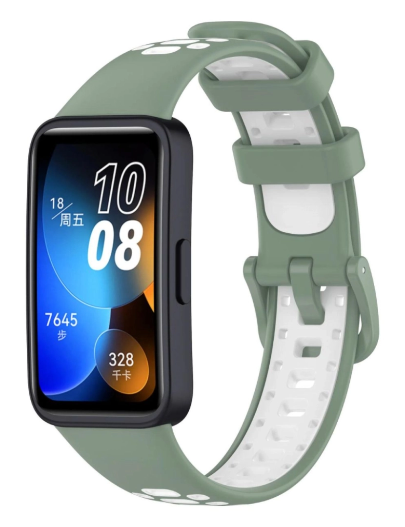 Antiimpacto! - Bracelete em silicone desportivo respirável para Huawei Band 8 Verde e Branco