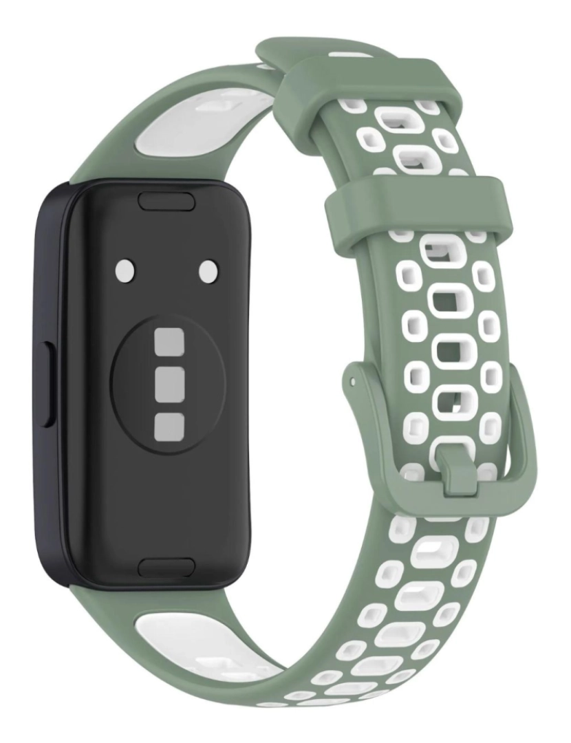 imagem de Bracelete em silicone desportivo respirável para Huawei Band 8 Verde e Branco2