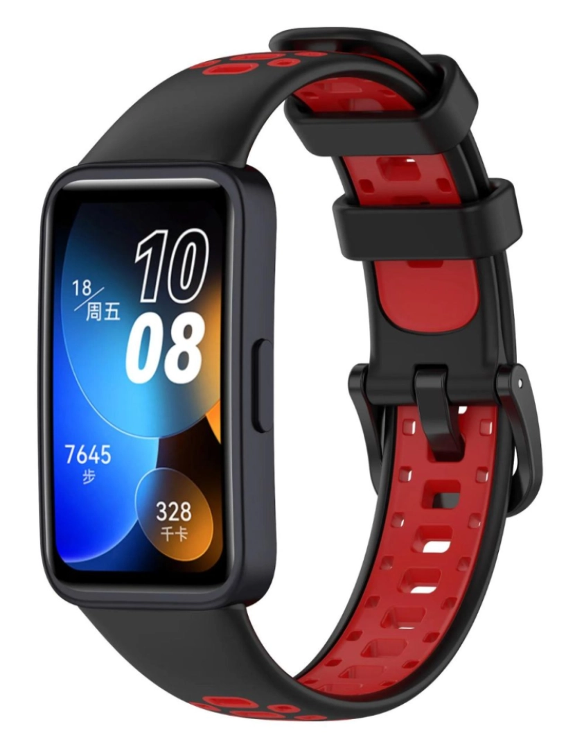 imagem de Bracelete em silicone desportivo respirável para Huawei Band 8 Vermelho e preto1