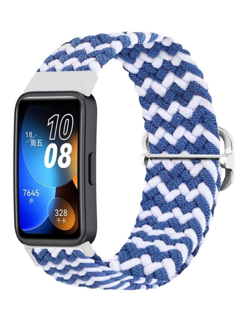 Antiimpacto! - Bracelete em fios trançados ajustável para Huawei Band 7 Azul e Branco