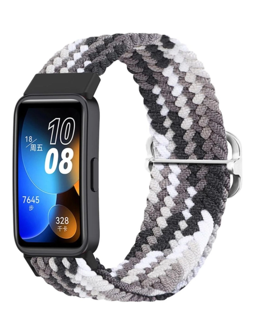 Antiimpacto! - Bracelete em fios trançados ajustável para Huawei Band 7 Cinzento e Branco