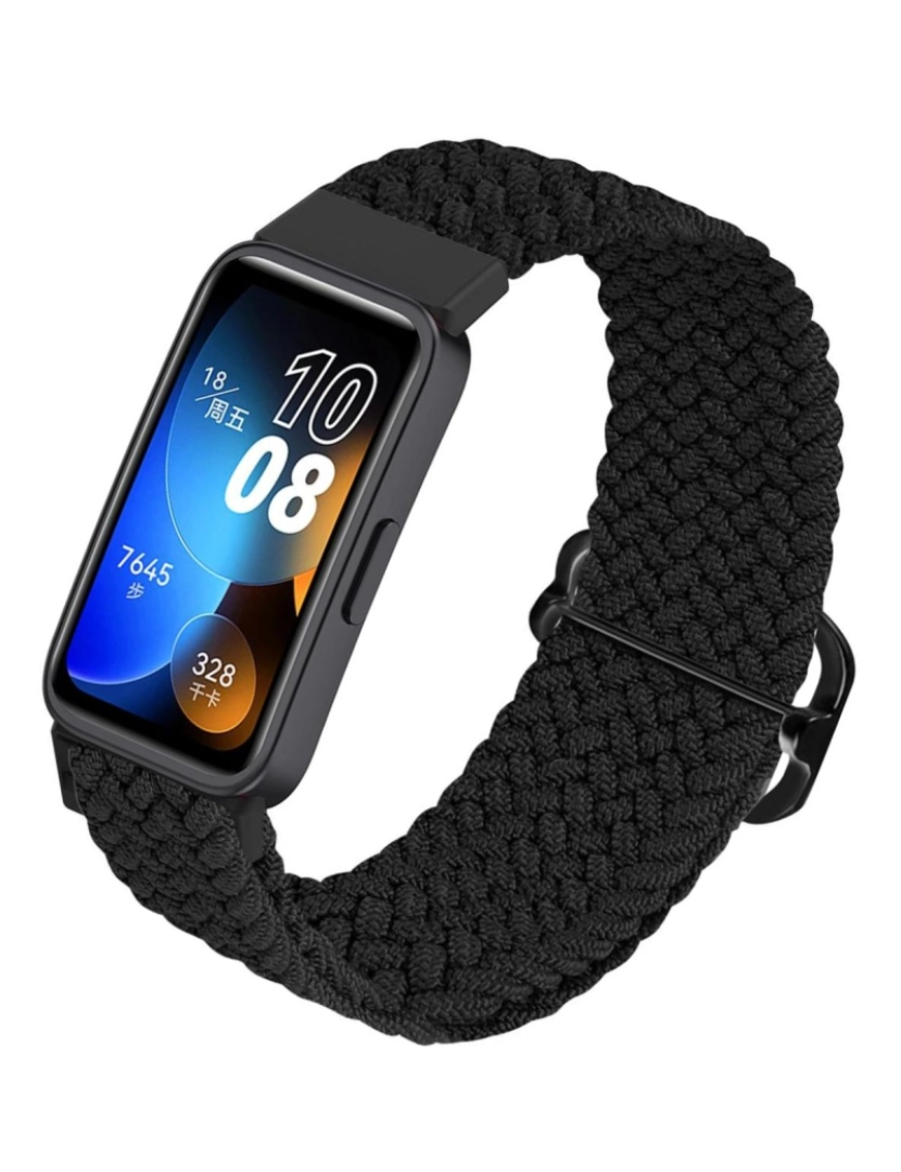 imagem de Bracelete em fios trançados ajustável para Huawei Band 7 Preto2