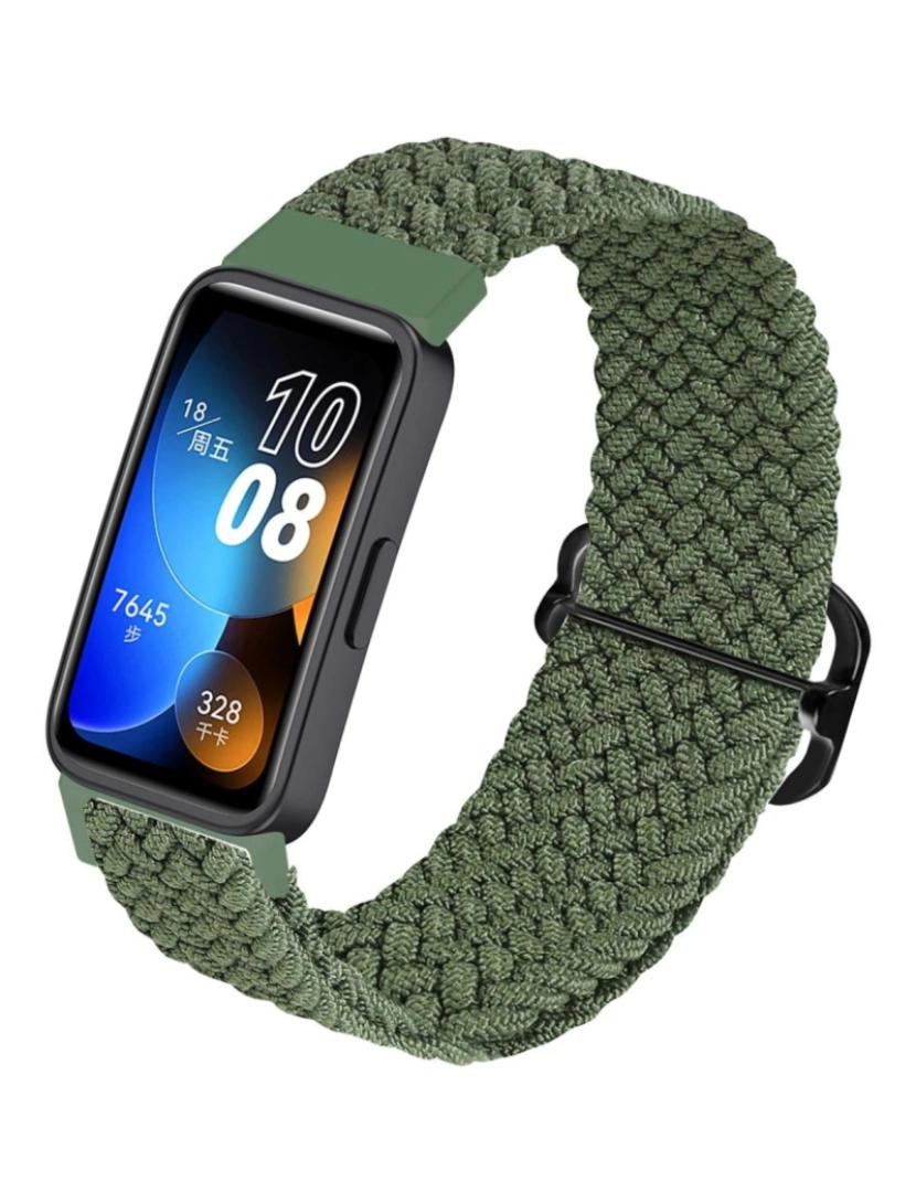 imagem de Bracelete em fios trançados ajustável para Huawei Band 7 Verde2