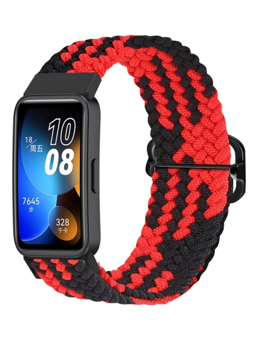 Antiimpacto! - Bracelete em fios trançados ajustável para Huawei Band 7 Vermelho e preto