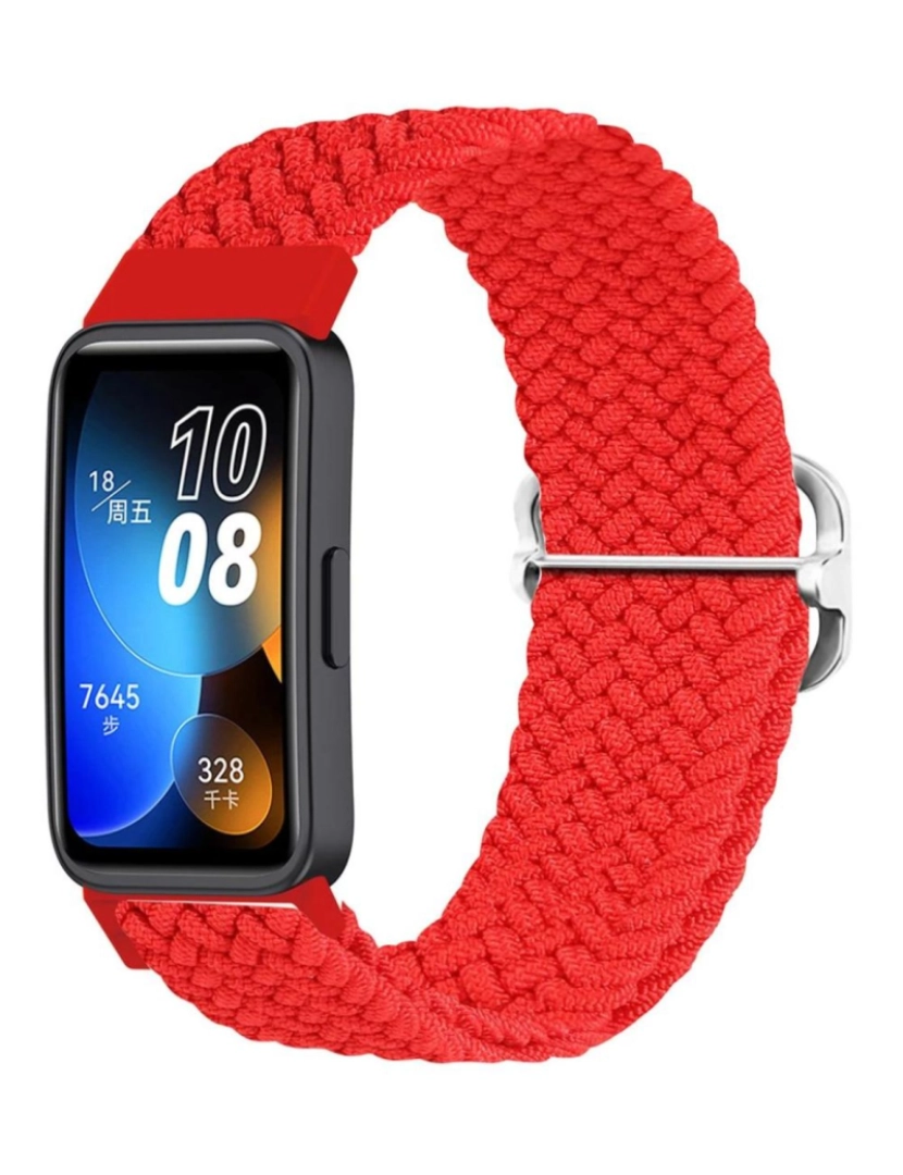 imagem de Bracelete em fios trançados ajustável para Huawei Band 7 Vermelho1