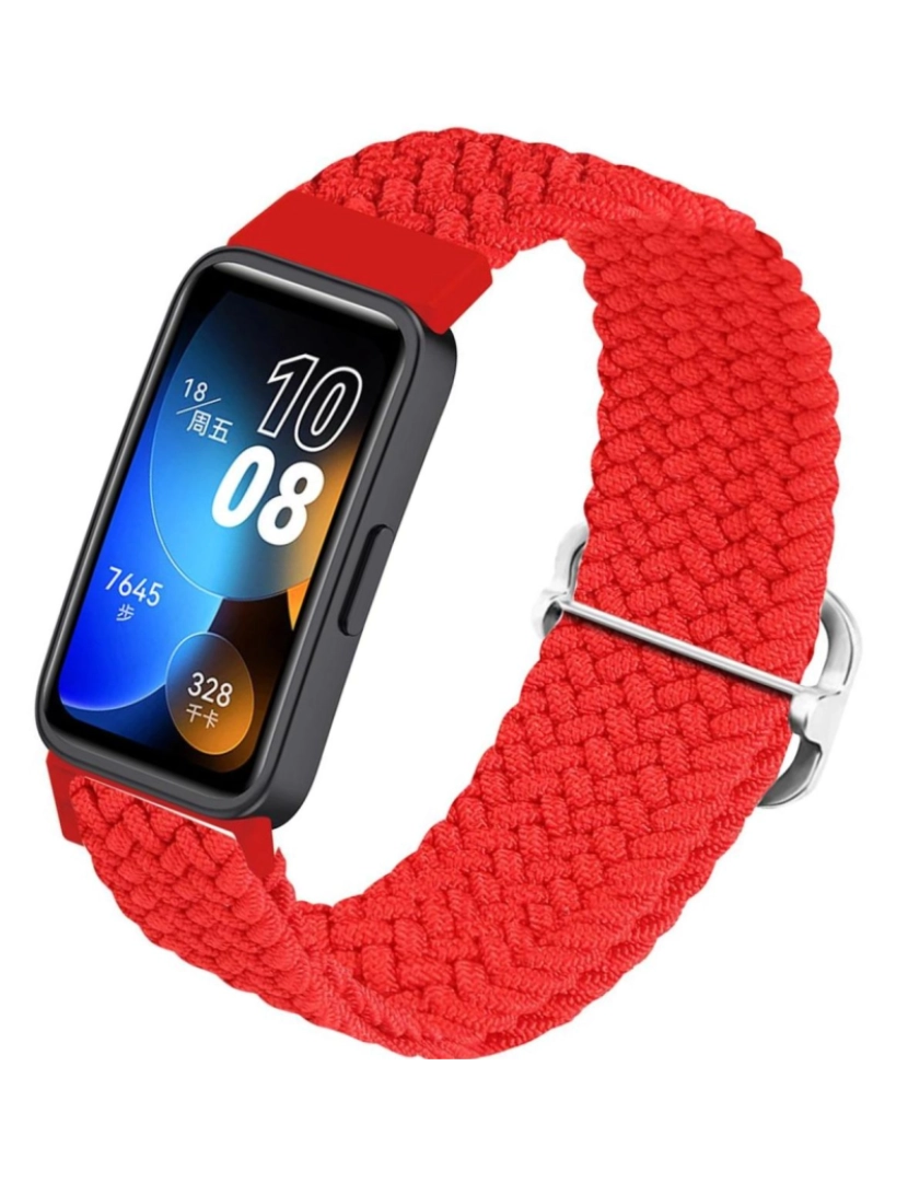 imagem de Bracelete em fios trançados ajustável para Huawei Band 7 Vermelho2