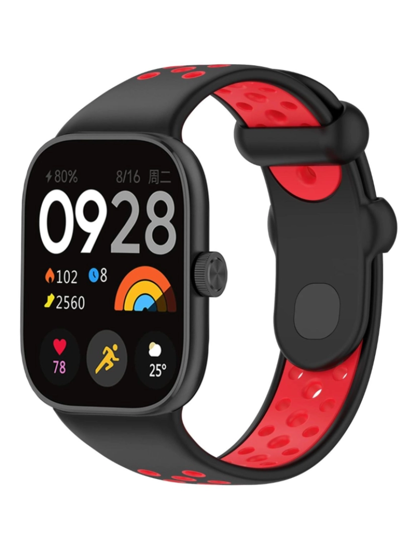 Antiimpacto! - Bracelete desportivo dual tone para Xiaomi Band 8 Pro Preto e vermelho