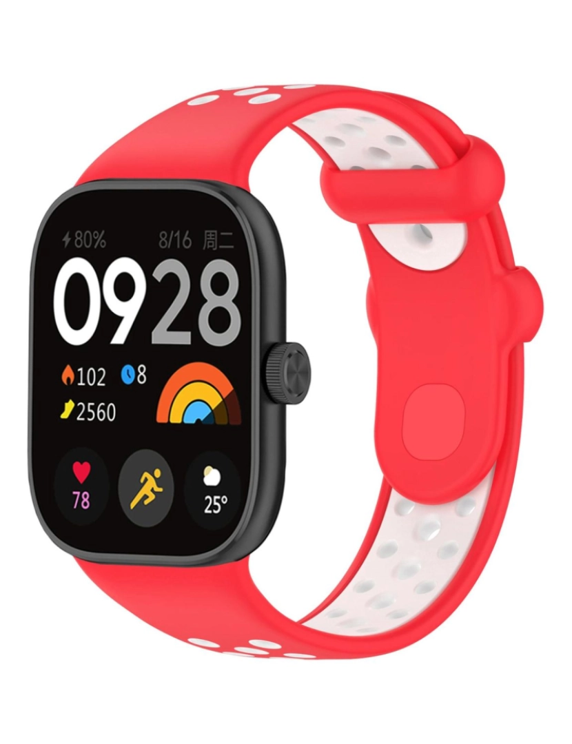 Antiimpacto! - Bracelete desportivo dual tone para Xiaomi Band 8 Pro Vermelho e Branco