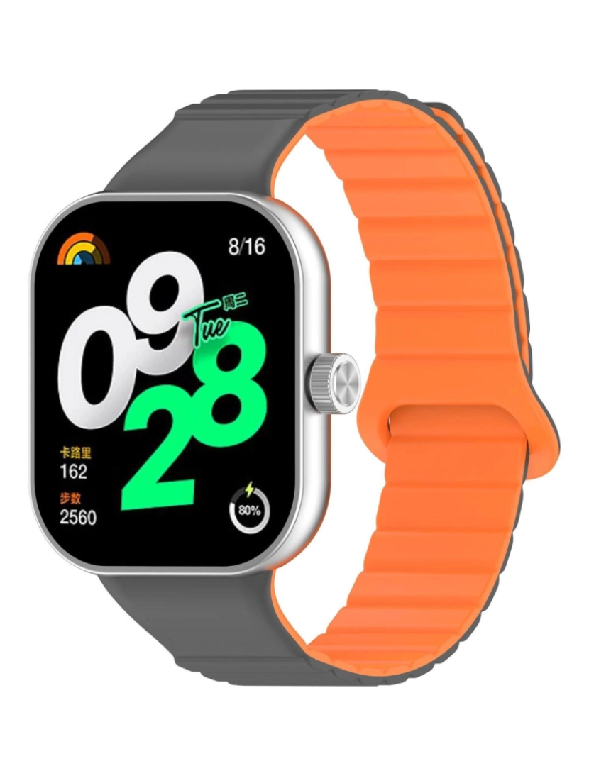 Antiimpacto! - Bracelete de elos magnética para Xiaomi Band 8 Pro Cinzento e Laranja