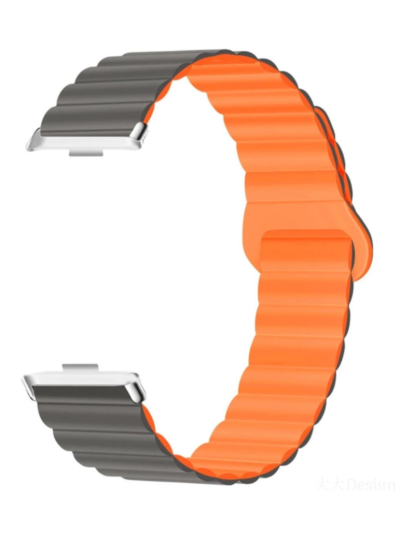 imagem de Bracelete de elos magnética para Xiaomi Band 8 Pro Cinzento e Laranja2