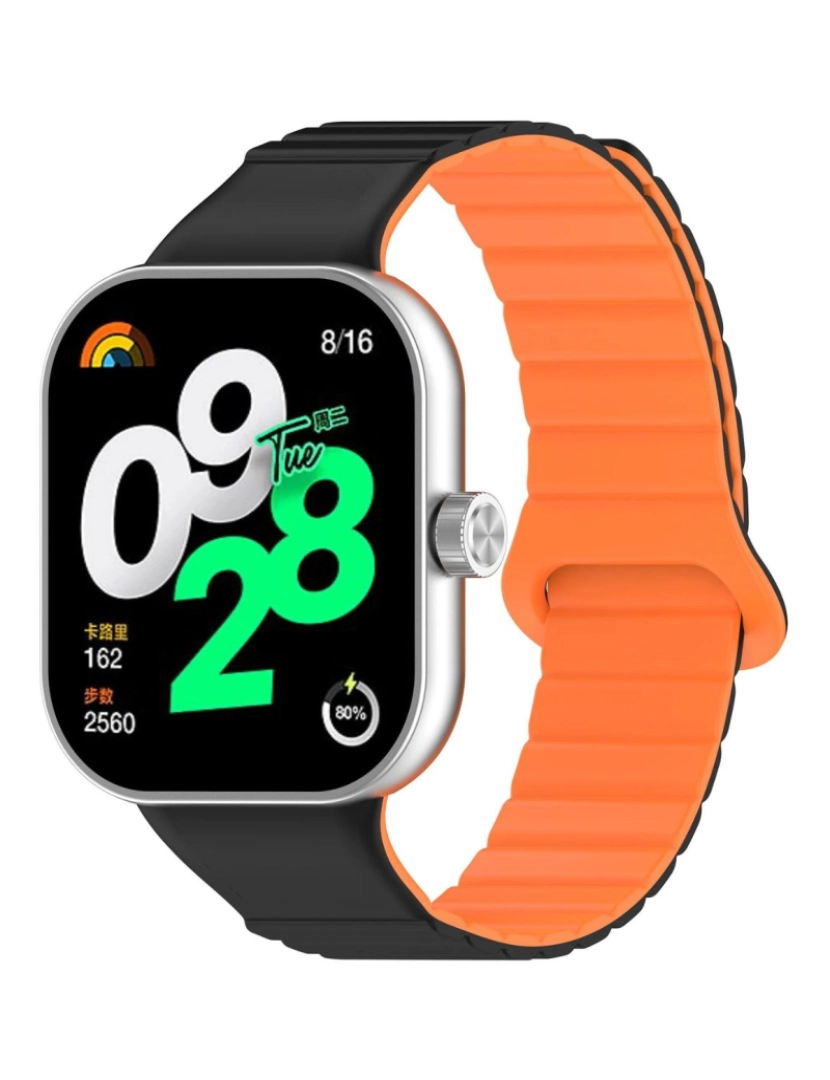 Antiimpacto! - Bracelete de elos magnética para Xiaomi Band 8 Pro Preto e Laranja