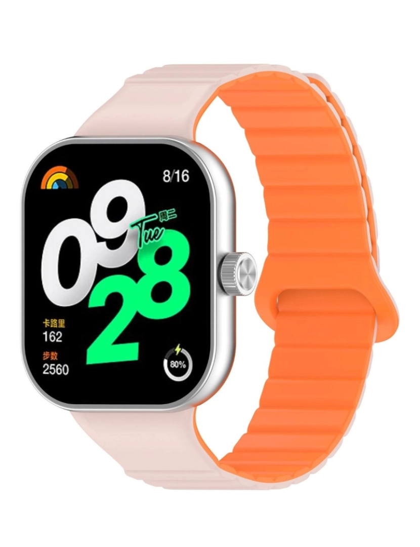 Antiimpacto! - Bracelete de elos magnética para Redmi Watch 4 Rosa e Laranja