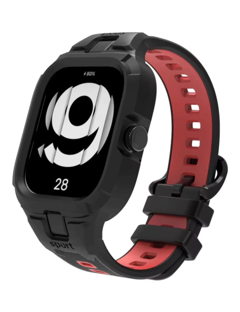 Antiimpacto! - Pack 360 capa bracelete robusto para Redmi Watch 4 Preto e Vermelho