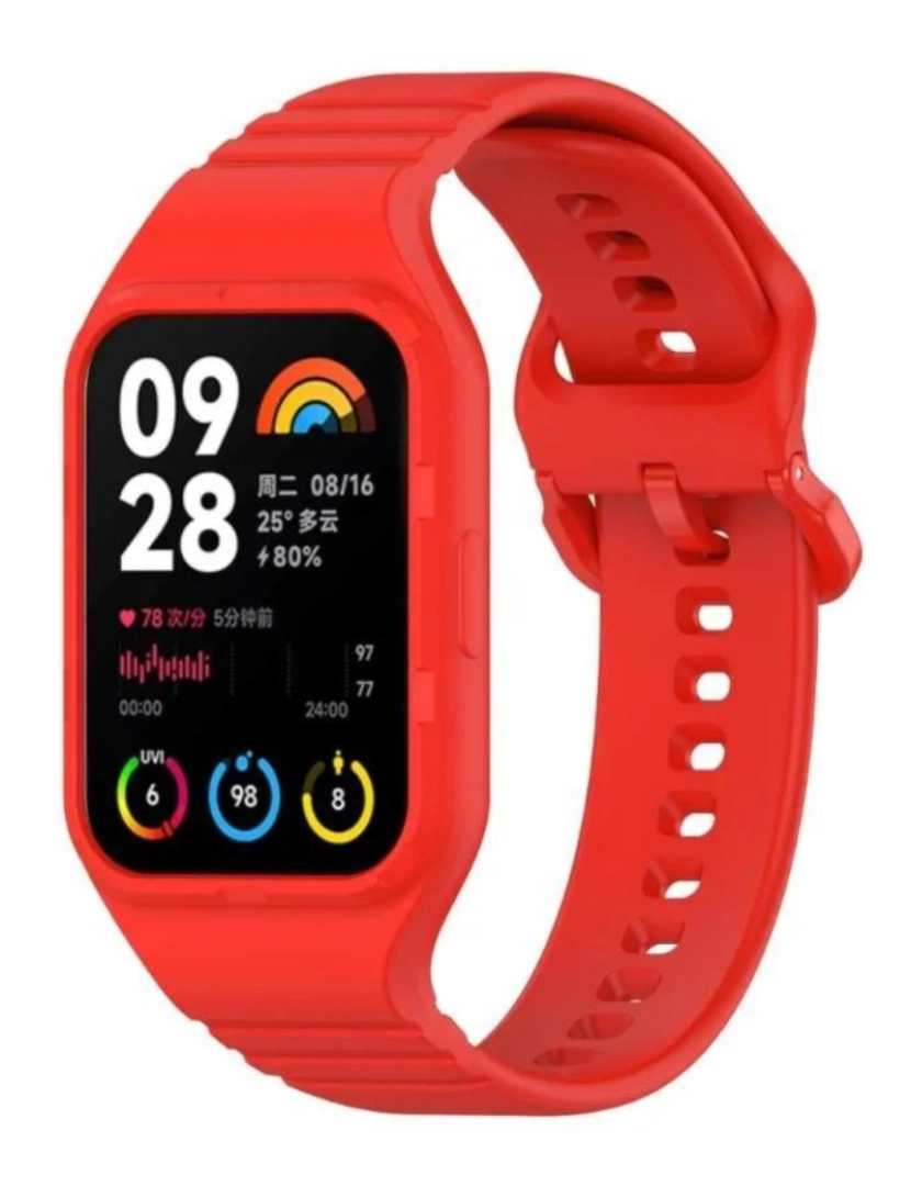 Antiimpacto! - Pack 360 capa bracelete robusto para Xiaomi Band 8 Pro Vermelho