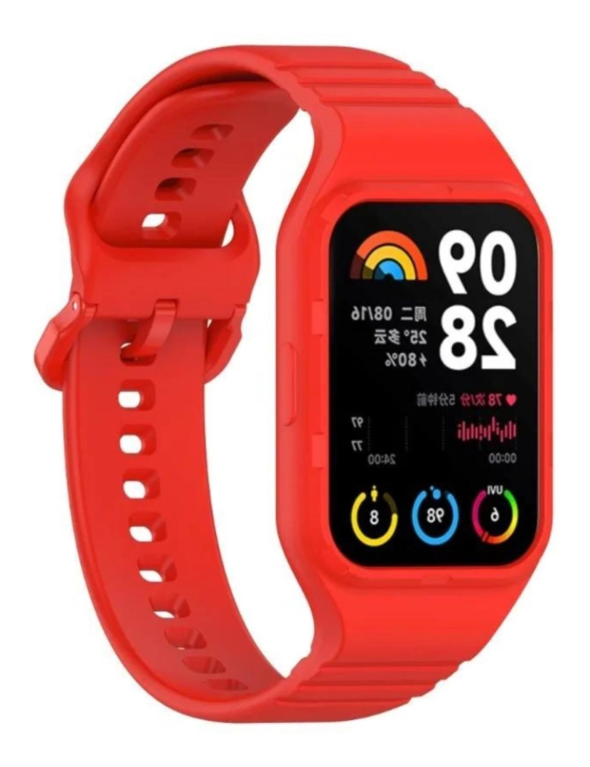 imagem de Pack 360 capa bracelete robusto para Xiaomi Band 8 Pro Vermelho2