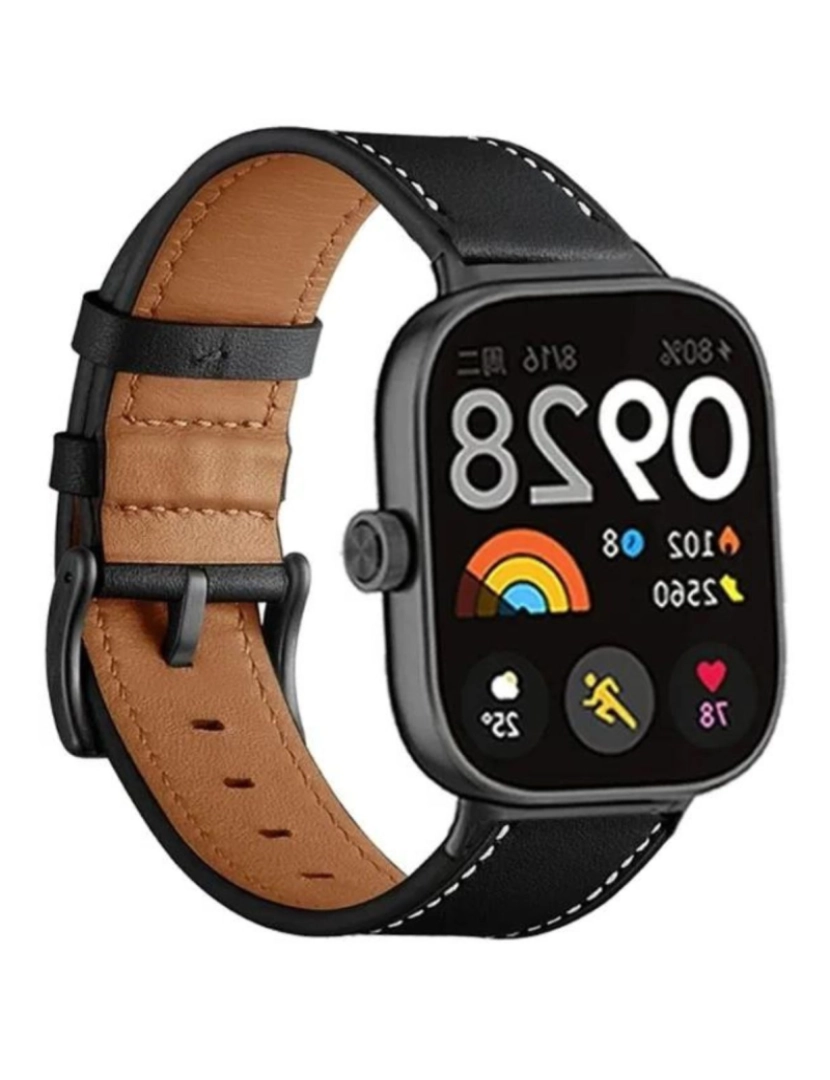 imagem de Bracelete em pele PU com costura para Xiaomi Band 8 Pro Preto2