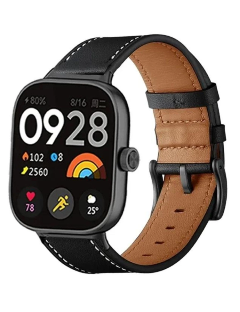 Antiimpacto! - Bracelete em pele PU com costura para Redmi Watch 4 Preto