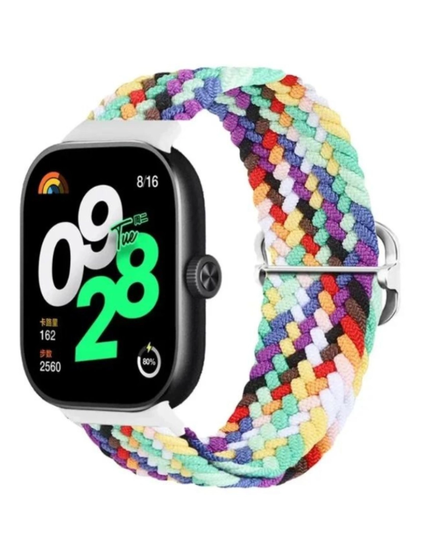 Antiimpacto! - Bracelete em Nylon trançada ajustável para Xiaomi band 7 Pro Arco Iris