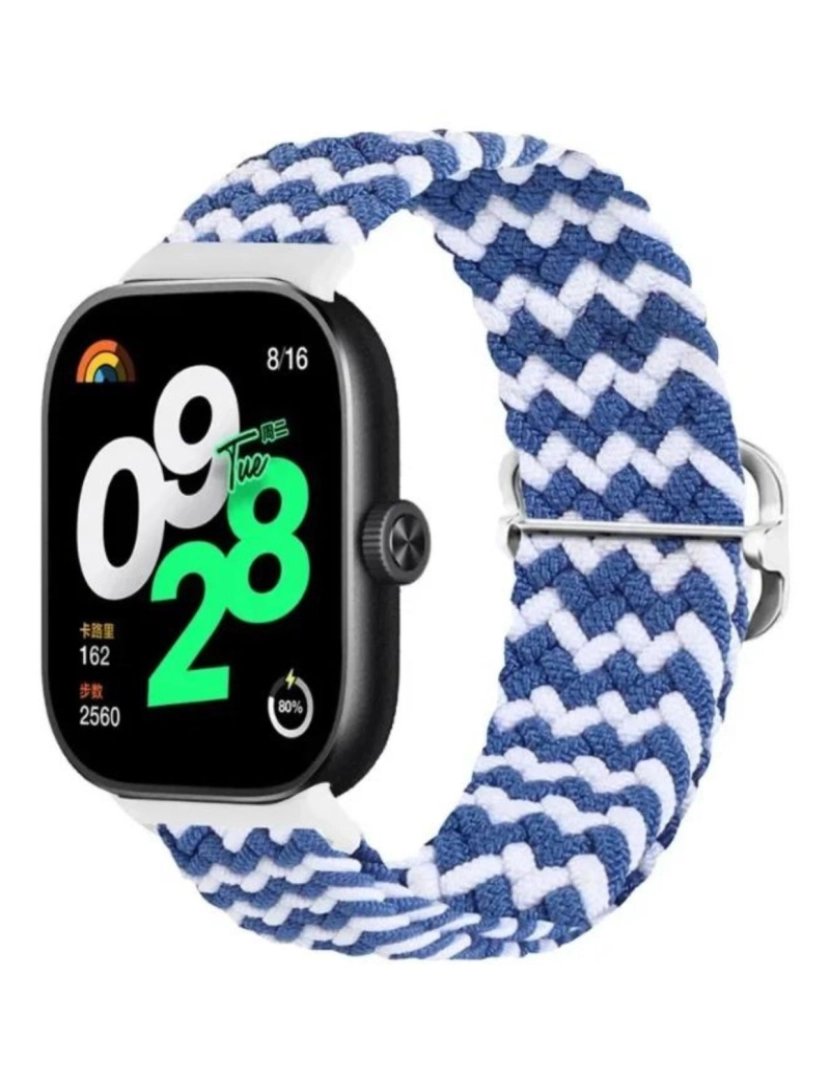 Antiimpacto! - Bracelete em Nylon trançada ajustável para Xiaomi band 7 Pro Azul e Branco