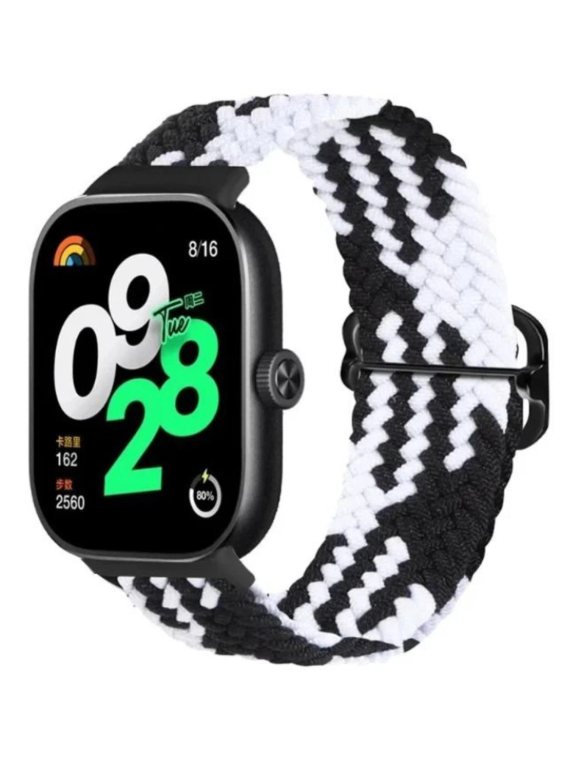 imagem de Bracelete em Nylon trançada ajustável para Xiaomi band 7 Pro Preto e Branco1