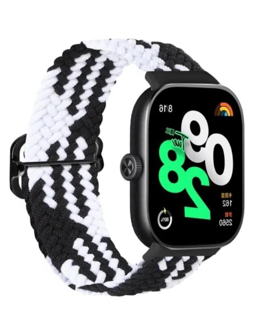 imagem de Bracelete em Nylon trançada ajustável para Xiaomi band 7 Pro Preto e Branco2