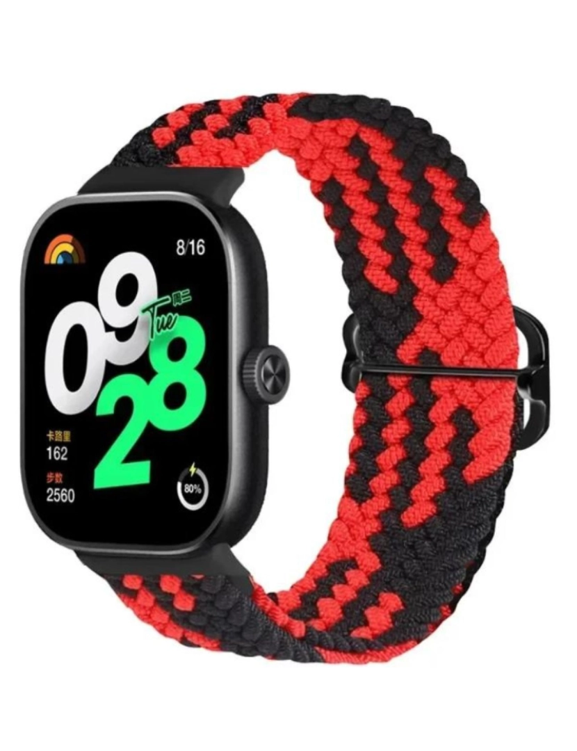 Antiimpacto! - Bracelete em Nylon trançada ajustável para Xiaomi band 7 Pro Preto e Vermelho