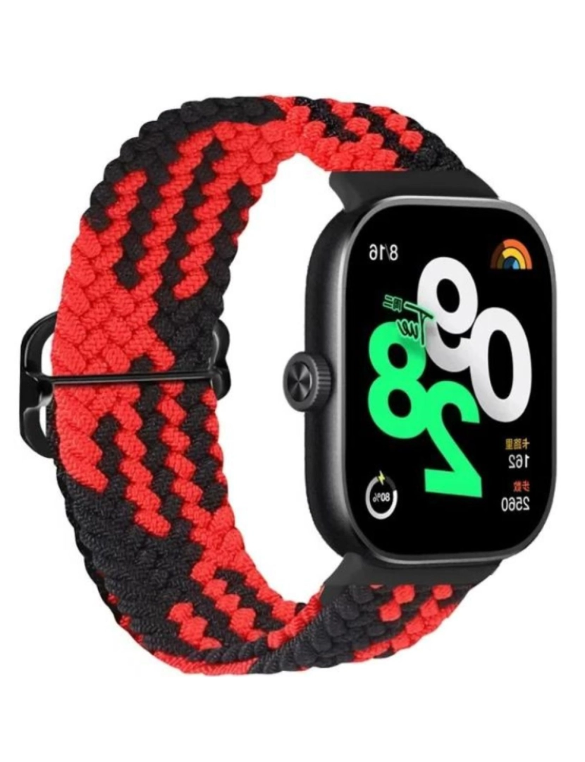 imagem de Bracelete em Nylon trançada ajustável para Xiaomi band 7 Pro Preto e Vermelho2